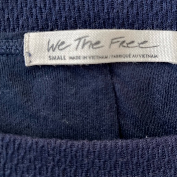 Free People We the Free dark blue stretchy balloon long sleeve top size small - Picture 9 of 11